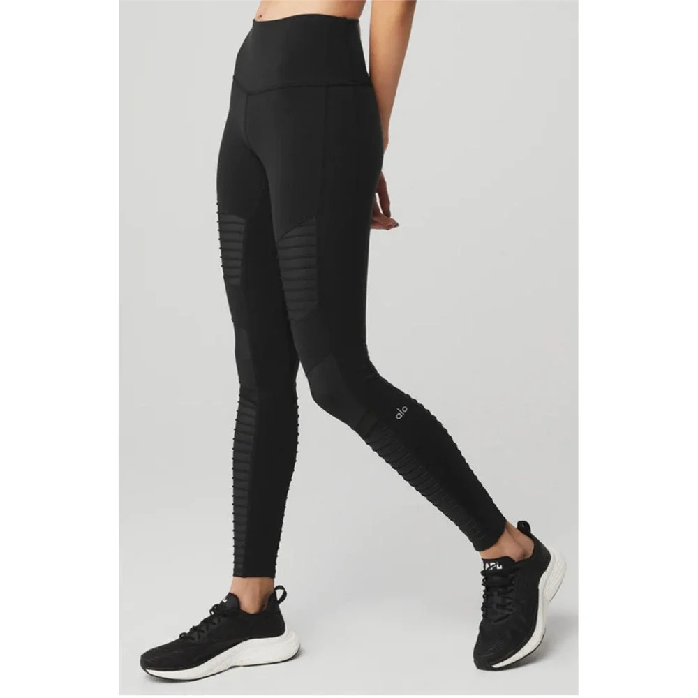 ALO YOGA Black High-Waisted Moto Loggings // XS